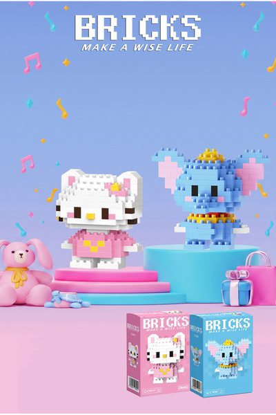 Bricks make a wise life Hello Kitty ve Dumbo 3D Yapboz - İkili Set - Mikro Bl...