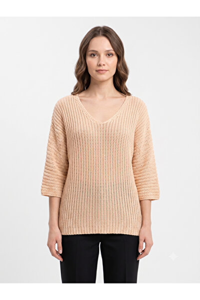 Neden Tekstil Women's V-Neck Oversize Knitwear Sweater
