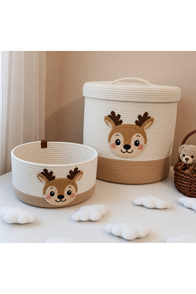 Berçak Home Set korpe za igračke u obliku jelena sa poklopcem 24x24 cm Organi...