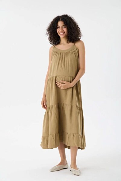 LİYACA Muslin Fabric Strappy Maternity Dress