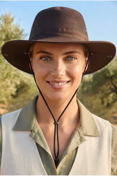 Mood Agenda Women's Mesh Safari Hat Wide Brim Drawstring Breathable Uv Sun Pr...
