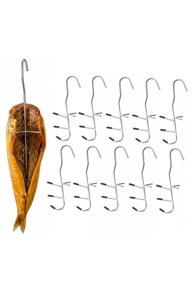 zola Top Bottom Set of 10 fish smoking hooks, triple, stainless steel, 19 cm,...