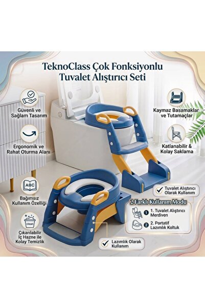 TeknoClass Merdivenli Tuvalet Adaptörü Eğitimi Alıştırma Koltuğu Tutma Kollu ...