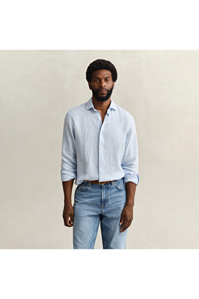 Gant Erkek Mavi Regular Fit Çizgili Gömlek