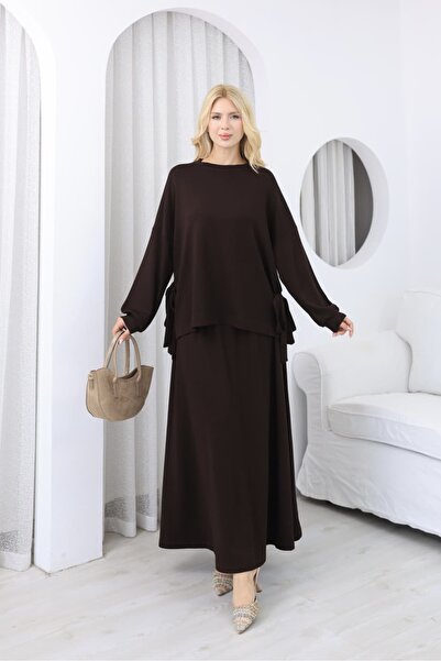 MODAELA Set elegant și confortabil cu fustă, cu detalii din dantelă