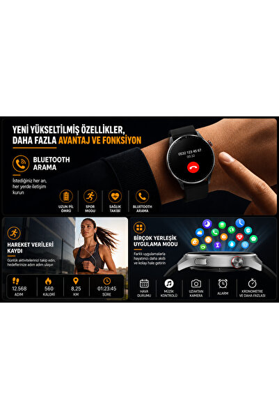 KALOBEE Watch Sk38 Kordon Hediyeli 45mm Akıllı Saat Iphone Ve Android Tüm Telefonlara Uyumlu