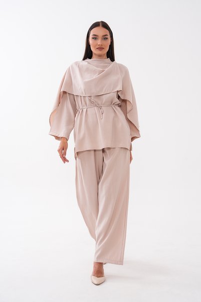 Mega Life Belden Drawstring Shoulder Cape Modal Woven Suit