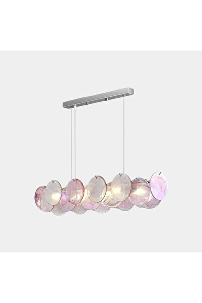 LUXXO Candelabru Murano Long 90 cm, 6x E14, abajur sticla, 90 × 20 × 17 cm
