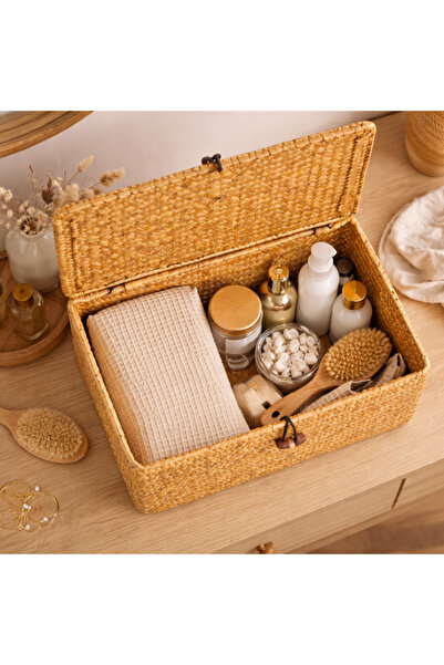 Generic Terreamour Natural Seagrass Storage Container Box with Lid, Hand-Brai...