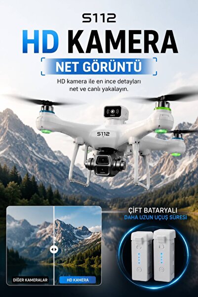 WUNİT S112 Ekranlı Kumanda Drone HD Kamera Çift Batarya Aktif Tüm Özellikler ...