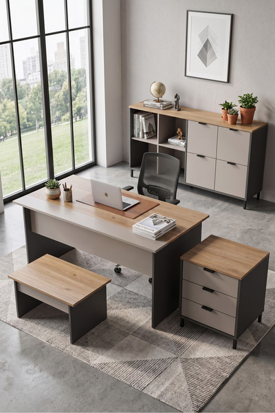 Robin Home Nexus Yönetici Ofis Takımı Makam Takımı Çalışma Masası Sehpa Keson...