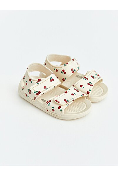 LC Waikiki Lcw Steps Beige Cherry Printed Girls' Sandals