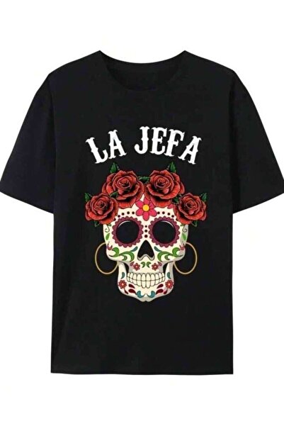 LİNA06 تي شيرت رجالي من القطن الممشط، La Jefa Sugar Skull، Mexican In Decline...