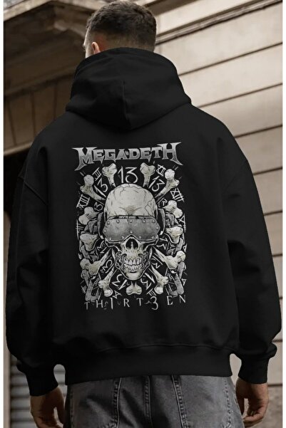 SEVBANO Hanorac premium oversize unisex cu imprimeu pe spate Megadeth Rock Me...