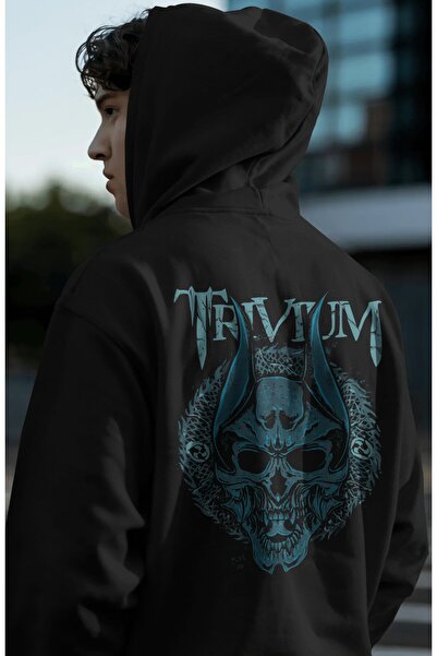 SEVBANO Hanorac premium oversize unisex cu imprimeu pe spate Trivium Rock Met...