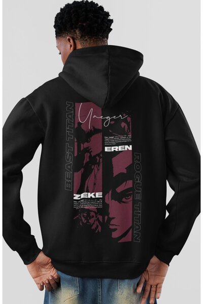 SEVBANO Eren Yeager Zeke Yeager Attack on Titan Anime Back Printed Unisex Ove...
