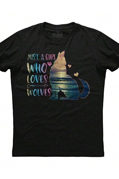 9TAY تي شيرت نسائي جديد من القطن بأكمام قصيرة من Just A Who Loves Wolves