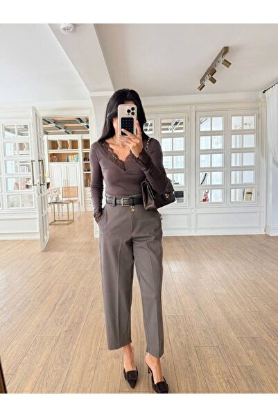 My Blog Dark Mink Classic Straight Cut Trousers - 9957