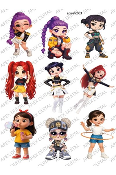apex dijital sevimli sticker çeşitleri çantanızda laptomunuzda defterinizde 15cmx20cm