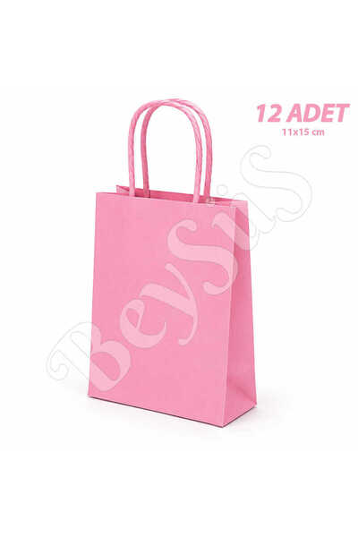 BeySüS 11X15 cm Gift Paper Bag Pink 12 Pieces
