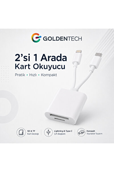 Golden Tech Type-c/Lightning to SD-TF Kart Çevirici Adaptör