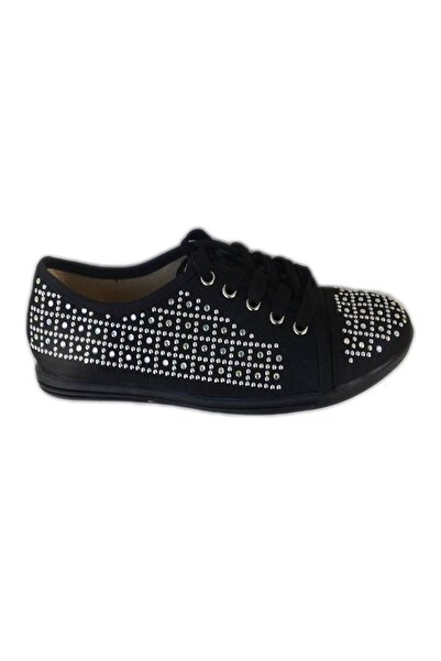 OEM Tenis tineresc cu decor de strasuri mici si capse, pe fond negru