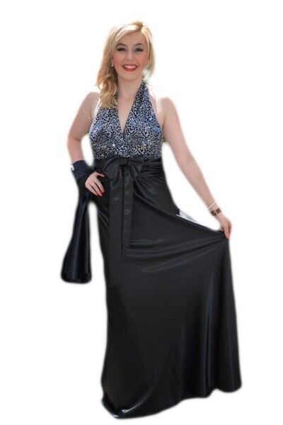 OEM Rochie rafinata lunga , negru cu paiete