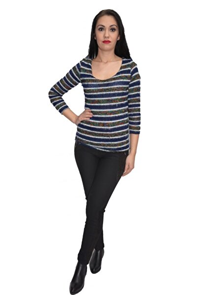 OEM Bluza tricotata,model multicolor ,nuanta bleumarin
