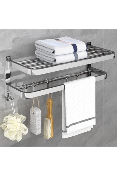 Dotail Suport prosoape, cu 2 niveluri, pliabil, 9 cârlige, 58 x 24 x 12 cm, o...