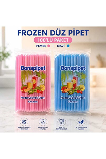 isopack mavi-pembe set 100'lü Frozen Kokteyl Pipet jelatinli