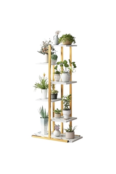 Velaris Etajeră pentru flori și plante cu 6 rafturi, design modern alb și mar...