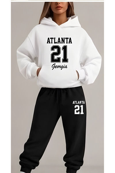 EFFRENATU Oversized Hooded Sweatshirt Set - Face and All-Over Surface Print, ...