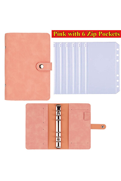choice2 pink A6 Budget Binder Kids Planner Notebook Cover PU Loose-leaf Handb...