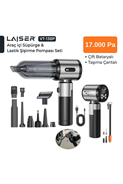 Laiser VT-130 17.000Pa 5 In 1 Pompa Özellikli Yedek Bataryalı Araç İçi süpürge