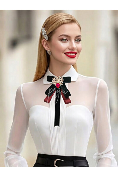 pegu baby collection LUKS SİYAH KADİFE KURDELE BROŞ TAŞLI ÖZEL TASARIM , İĞNE...