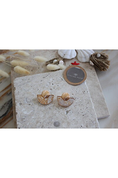Atelier Pelin Yelpaze Model Boutique Earrings / Cream