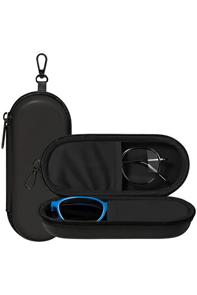 CLICK Techsuit - Glasses Case (ETJ3) - PU, 16.5 x 6.5 x 4cm - Black, acoperir...