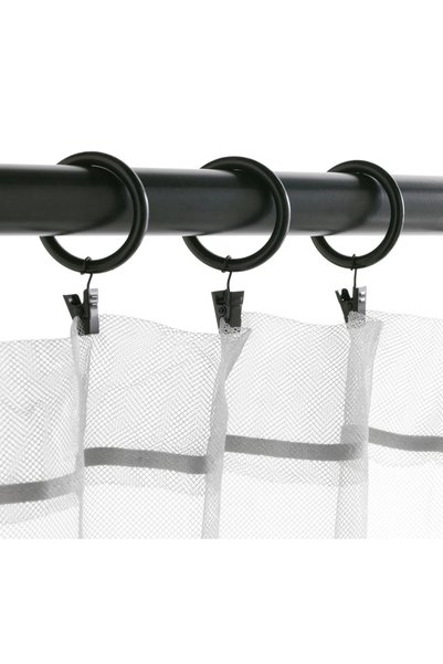 IKEA 10 Adet Perde Halkası Çap 38 mm Perde Asma Aparatı Kancalı Perde Askılığı Siyah Renk 00654657