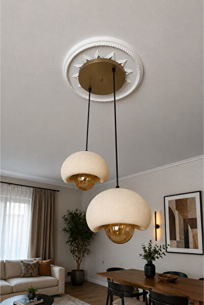 Limon 3D Desing 2'li Beton Görünümlü Sarkıt Avize Bohem Modern Salon Mutfak Y...