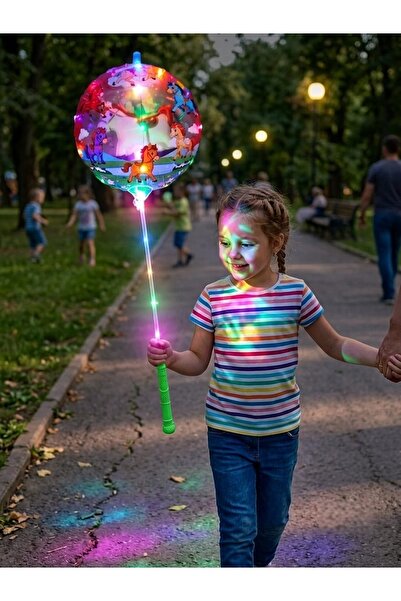 CEDAN Işıklı 3 fonksiyonlu Kuromi Figürlü Balon İçinde Balon – Şeffaf LED Işı...