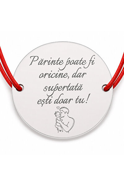Simoshop Brățară argint 925 cu bănuț Supertată, șnur reglabil — cadou