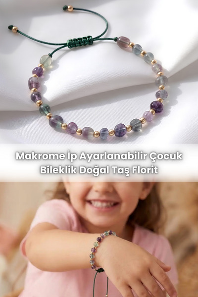Elifsu Jewelry سوار مكرامية للأطفال قابل للتعديل من الحجر الطبيعي، حجر الأوبا...