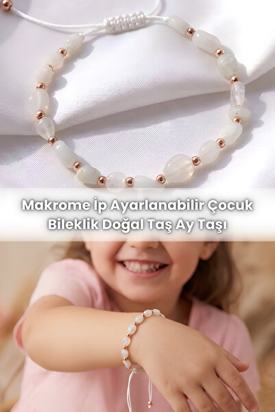 Elifsu Jewelry Macrame Rope Adjustable Children's Bracelet Natural Stone Opal...