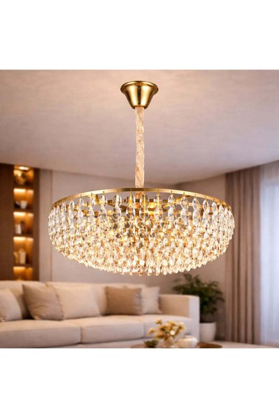 OEM Crystal Chandelier CC1677/500GD, 9xE14, Shiny Gold, Adjustable Height, Me...