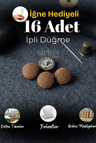 SiriusAnatolia 16 Adet Minder,Kırlent,Rattan,Koltuk, Yastık Düğmesi Yumuşak Soft