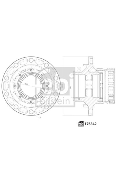 FEBI BILSTEIN Butuc Roată Punte Spate 176342 Volvo 7300/8500/8700/9700/9900/B...
