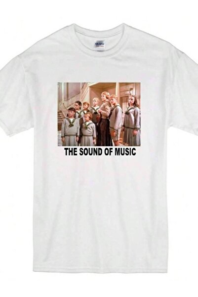 26LIK تي شيرت أبيض بطبعة فيلم THE SOUND OF MUSIC JULIE ANDREWS VON TRAPP FAMI...
