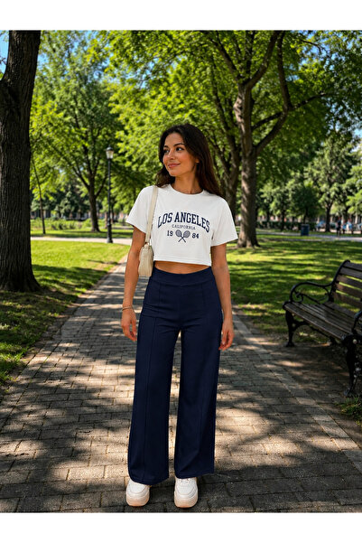 get crazy collection ŽENSKOŠTE ŠIROKIH KROJA PANTALONI OD SAMTASTOG PLATA
