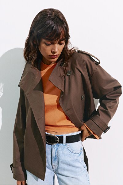 Pull & Bear Kuşaklı kısa trençkot
