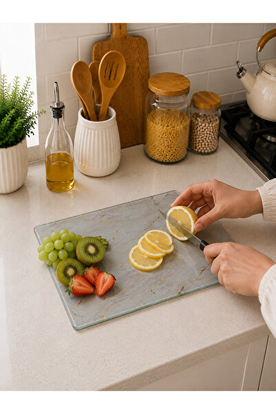 LEYA HOME ألواح تقطيع - أبيض - زجاج